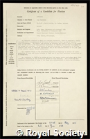 Wetherell, Alan Marmaduke: certificate of election to the Royal Society