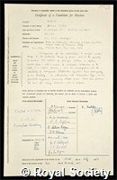 Birch, Bryan John: certificate of election to the Royal Society