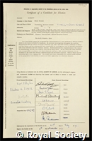Burkitt, Denis Parsons: certificate of election to the Royal Society