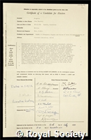 Houghton, Sir John Theodore: certificate of election to the Royal Society