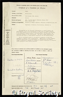Ollis, William David: certificate of election to the Royal Society