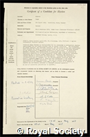Penrose, Roger: certificate of election to the Royal Society