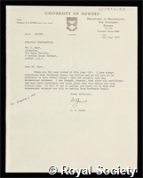 Ursell, Fritz Joseph: certificate of election to the Royal Society