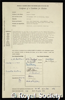 Bacon, Francis Thomas: certificate of election to the Royal Society