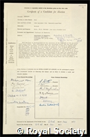 Bartlett, Neil: certificate of election to the Royal Society
