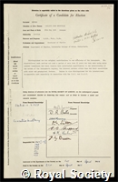 Beynon, William John Granville: certificate of election to the Royal Society