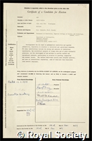 Cox, David Roxbee: certificate of election to the Royal Society
