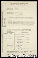 Ramsay, John Graham: certificate of election to the Royal Society