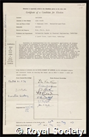 Davidson, John Frank: certificate of election to the Royal Society