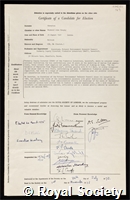 Beverton, Raymond John Heaphy: certificate of election to the Royal Society