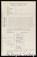 Dalziel, Keith: certificate of election to the Royal Society