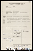 Haydon, Denis Arthur: certificate of election to the Royal Society