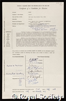 Mason, Ronald: certificate of election to the Royal Society