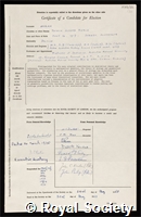 Moran, Patrick Alfred Pierce: certificate of election to the Royal Society