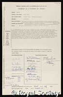 Slatyer, Ralph Owen: certificate of election to the Royal Society