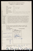 Walker, George Patrick Leonard: certificate of election to the Royal Society