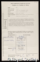 Weck, Richard: certificate of election to the Royal Society